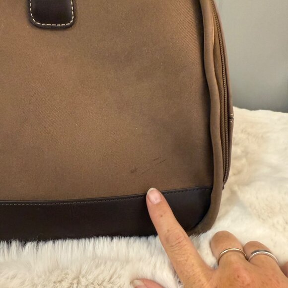 Vtg Diane von Furstenberg Brown Travel Bag Adjustable Strap W/ Brass Hardware - Picture 2 of 13